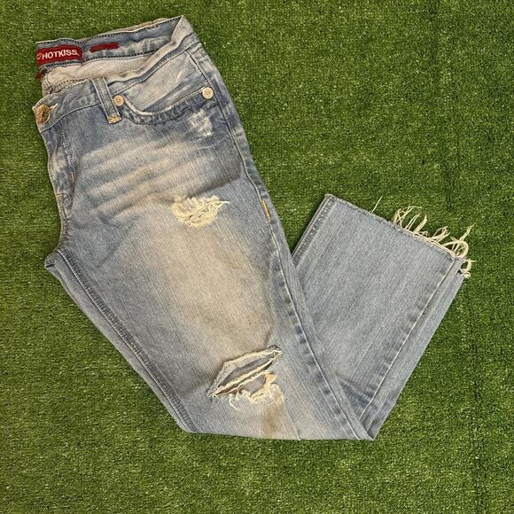 Women’s Retro Denim Hot Kiss Distressed Jeans - Picture 1 of 8